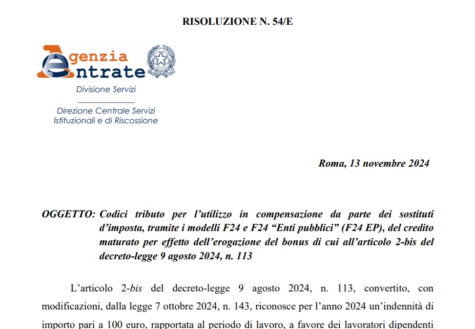 Bonus Natale 2024 ai dipendenti ecco i codici tributo e come compilare