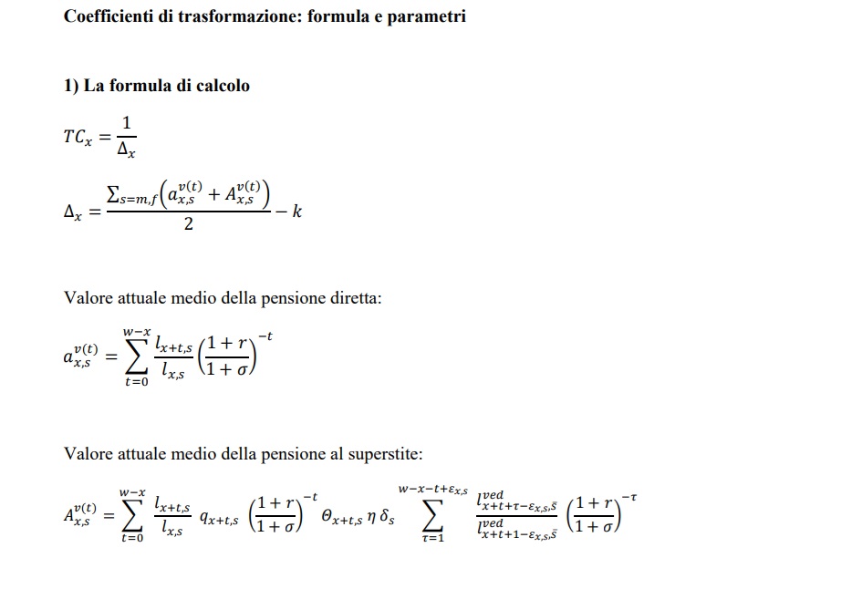 formula coefficienti di trasformazione pensioni 2025