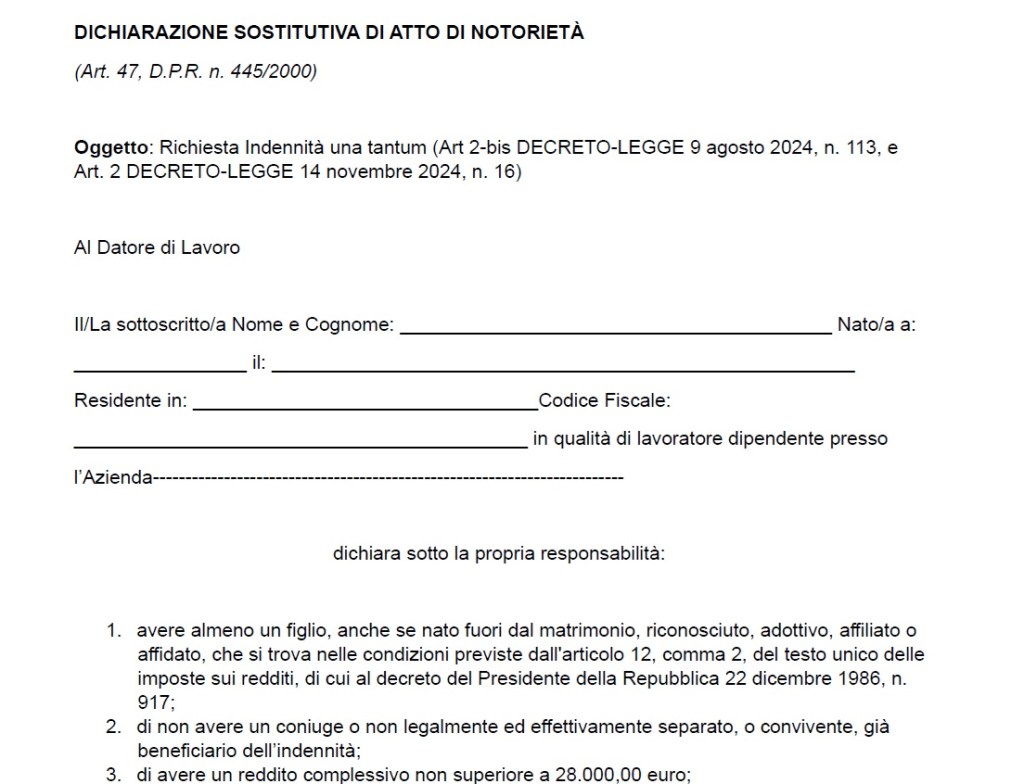 schermata autodichiarazione bonus natale 2024 1