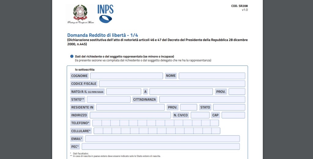 modulo reddito di liberta